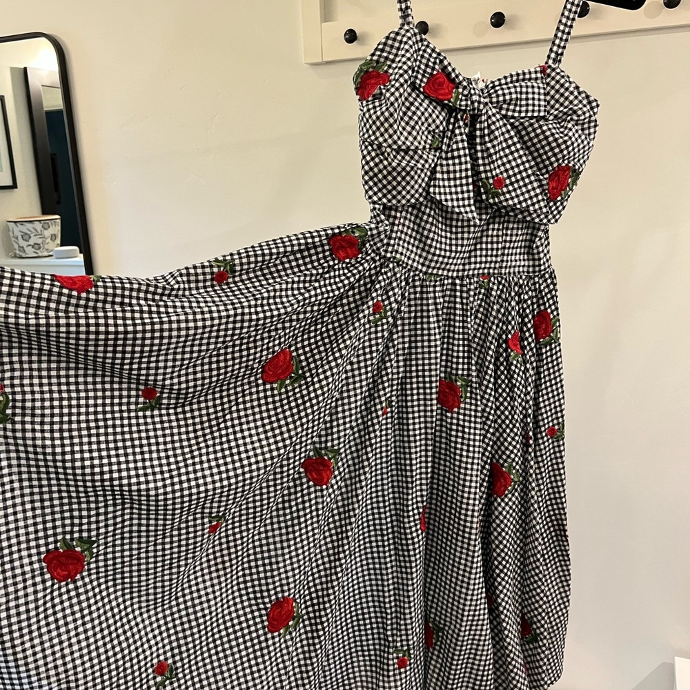 Unique Vintage Gingham Golightly Swing Dress